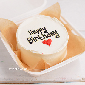 Бенто-торт белый с надписью Happy Birthday